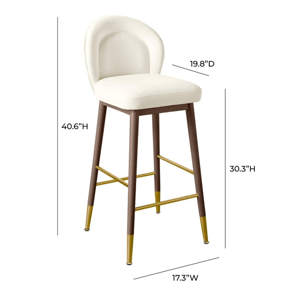 TOV Furniture Hailey Velvet Stool - Luxurious Mid-Century Design with Brass Accents for Chic Home Elegance Cream / Bar Height TOV-D68843