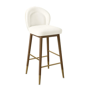 TOV Furniture Hailey Velvet Stool - Luxurious Mid-Century Design with Brass Accents for Chic Home Elegance Cream / Counter Height TOV-D68844