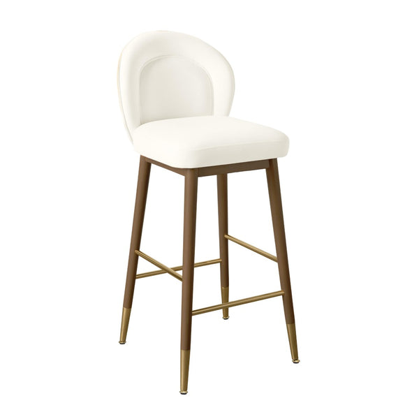 TOV Furniture Hailey Velvet Stool - Luxurious Mid-Century Design with Brass Accents for Chic Home Elegance Cream / Counter Height TOV-D68844