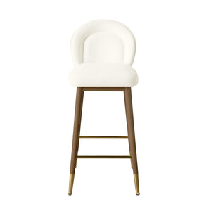 TOV Furniture Hailey Velvet Stool - Luxurious Mid-Century Design with Brass Accents for Chic Home Elegance Cream / Counter Height TOV-D68844