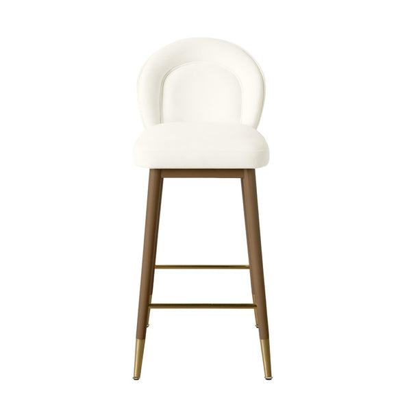 TOV Furniture Hailey Velvet Stool - Luxurious Mid-Century Design with Brass Accents for Chic Home Elegance Cream / Counter Height TOV-D68844