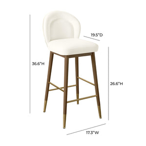 TOV Furniture Hailey Velvet Stool - Luxurious Mid-Century Design with Brass Accents for Chic Home Elegance Cream / Counter Height TOV-D68844