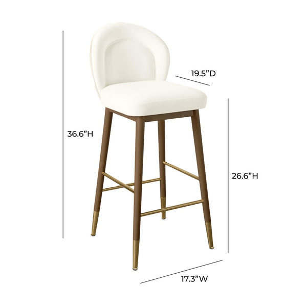 TOV Furniture Hailey Velvet Stool - Luxurious Mid-Century Design with Brass Accents for Chic Home Elegance Cream / Counter Height TOV-D68844
