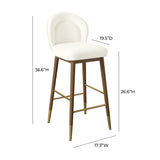 Hailey Cream Velvet Counter Stool TOV-D68844 TOV Furniture