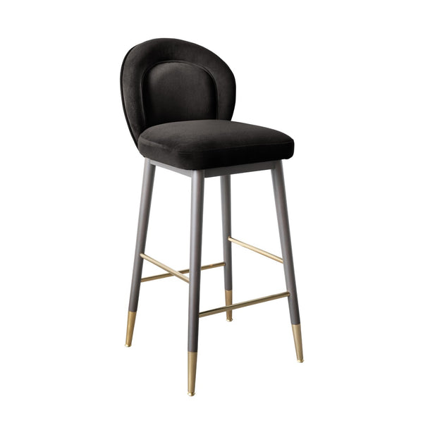 TOV Furniture Hailey Velvet Stool - Luxurious Mid-Century Design with Brass Accents for Chic Home Elegance Charcoal / Bar Height TOV-D68845