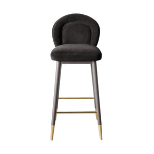 TOV Furniture Hailey Velvet Stool - Luxurious Mid-Century Design with Brass Accents for Chic Home Elegance Charcoal / Bar Height TOV-D68845