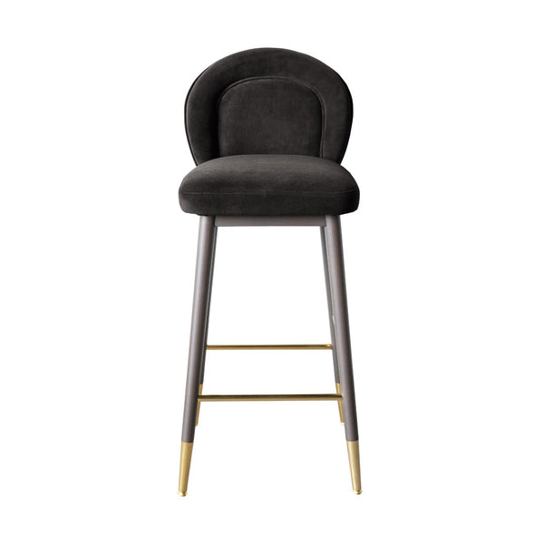 TOV Furniture Hailey Velvet Stool - Luxurious Mid-Century Design with Brass Accents for Chic Home Elegance Charcoal / Bar Height TOV-D68845