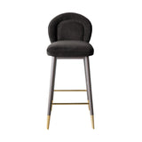 Hailey Charcoal Grey Velvet Barstool TOV-D68845 TOV Furniture