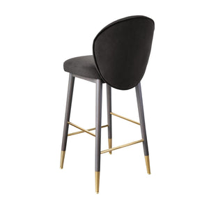 TOV Furniture Hailey Velvet Stool - Luxurious Mid-Century Design with Brass Accents for Chic Home Elegance Charcoal / Bar Height TOV-D68845