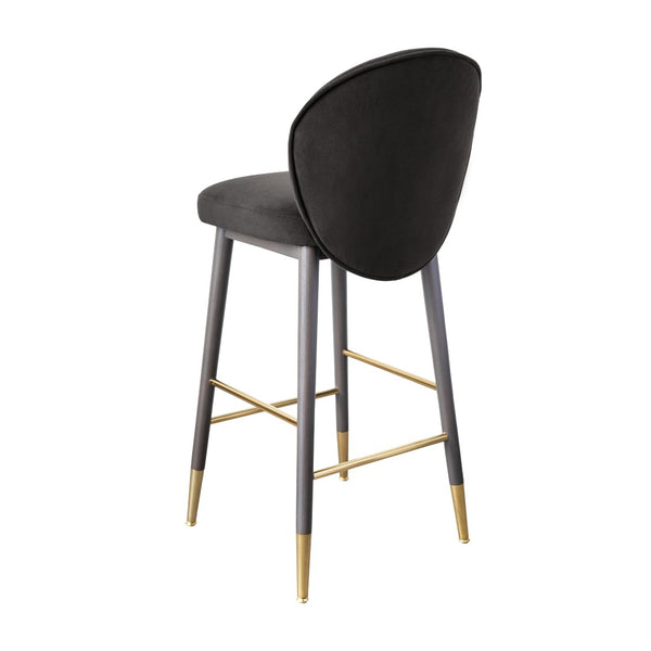 TOV Furniture Hailey Velvet Stool - Luxurious Mid-Century Design with Brass Accents for Chic Home Elegance Charcoal / Bar Height TOV-D68845