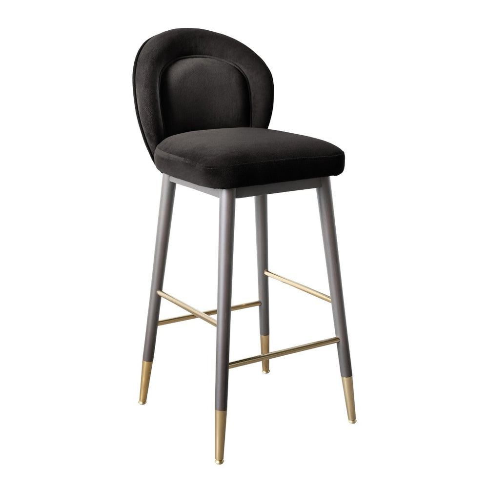 TOV Furniture Hailey Velvet Stool - Luxurious Mid-Century Design with Brass Accents for Chic Home Elegance Charcoal / Counter Height TOV-D68846
