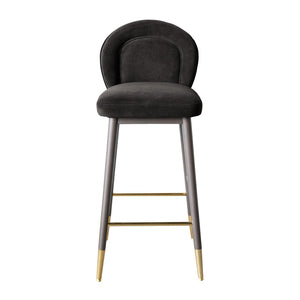 TOV Furniture Hailey Velvet Stool - Luxurious Mid-Century Design with Brass Accents for Chic Home Elegance Charcoal / Counter Height TOV-D68846