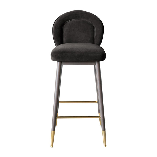 TOV Furniture Hailey Velvet Stool - Luxurious Mid-Century Design with Brass Accents for Chic Home Elegance Charcoal / Counter Height TOV-D68846