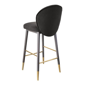 TOV Furniture Hailey Velvet Stool - Luxurious Mid-Century Design with Brass Accents for Chic Home Elegance Charcoal / Counter Height TOV-D68846