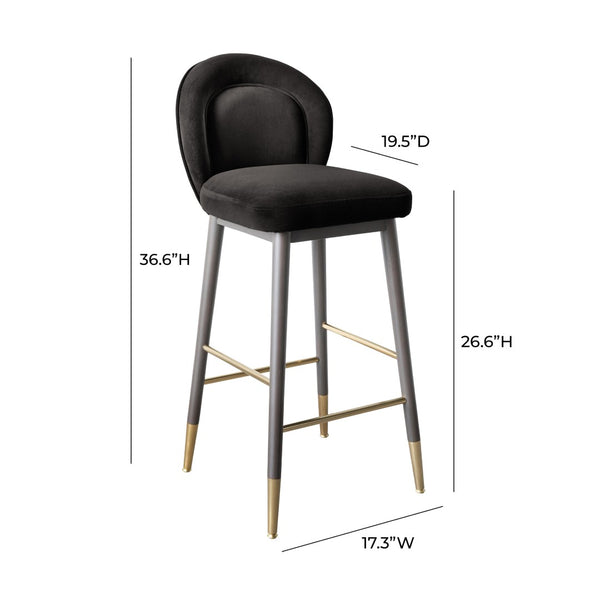 TOV Furniture Hailey Velvet Stool - Luxurious Mid-Century Design with Brass Accents for Chic Home Elegance Charcoal / Counter Height TOV-D68846