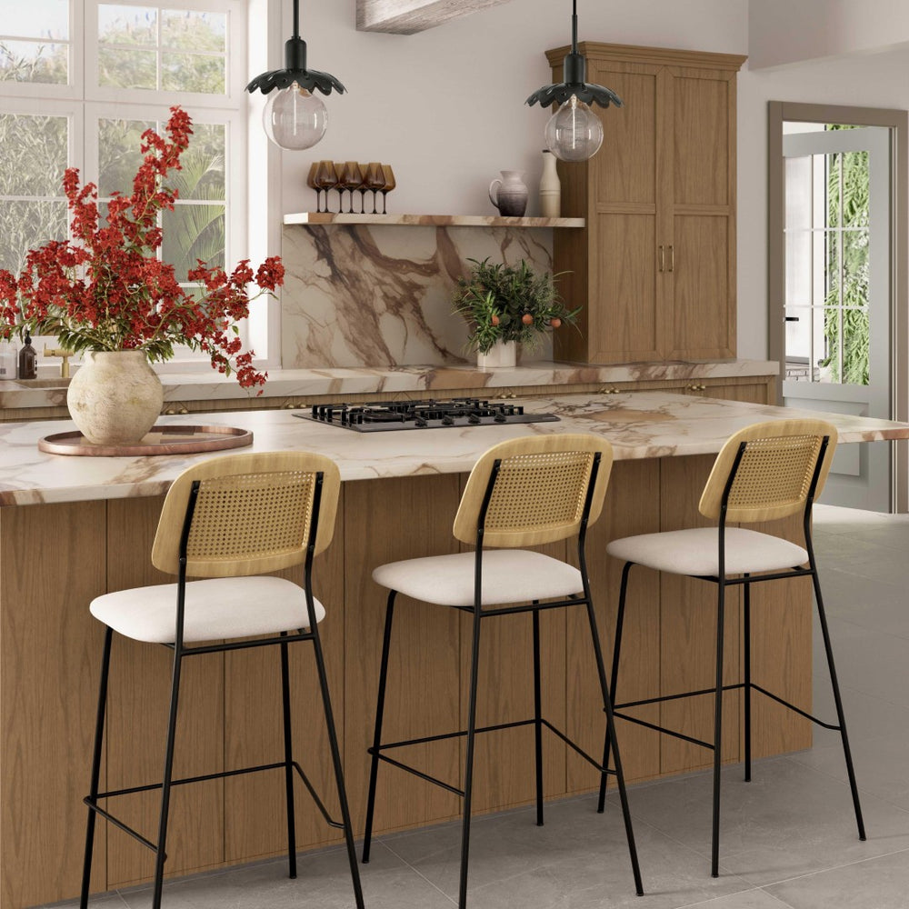 TOV Furniture Anais Natural Rattan Counter Stools - Set of 2, Nordic Minimalist Design for Stylish Kitchen Seating TOV-D68875