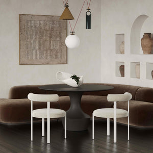 TOV Furniture Margaret Performance Chenille Bolster Back Dining Chair for Contemporary Comfort and Style Cream TOV-D68911