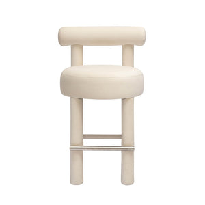 TOV Furniture Carmel Cream Velvet Counter Stool - Plush Comfort, Modern Design & Durable Stainless-Steel Accents TOV-D68981
