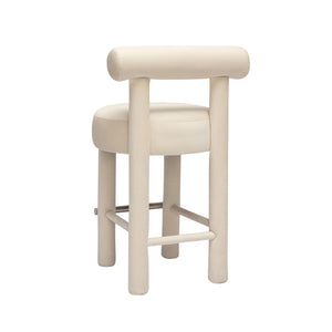 TOV Furniture Carmel Cream Velvet Counter Stool - Plush Comfort, Modern Design & Durable Stainless-Steel Accents TOV-D68981