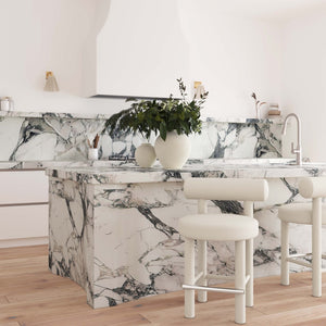 TOV Furniture Carmel Cream Velvet Counter Stool - Plush Comfort, Modern Design & Durable Stainless-Steel Accents TOV-D68981