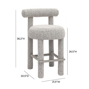 TOV Furniture Carmel Counter Stool - Modern Black & White Boucle Design for Stylish Comfort in Your Kitchen or Bar TOV-D68982