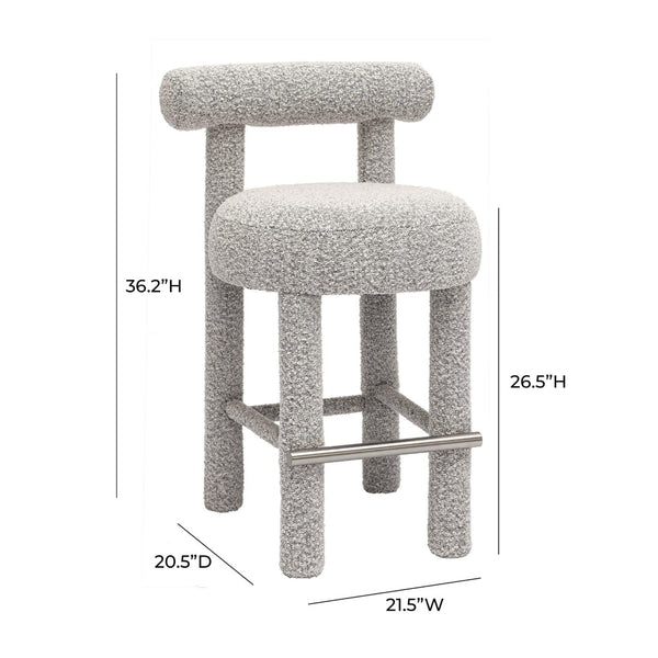 TOV Furniture Carmel Counter Stool - Modern Black & White Boucle Design for Stylish Comfort in Your Kitchen or Bar TOV-D68982
