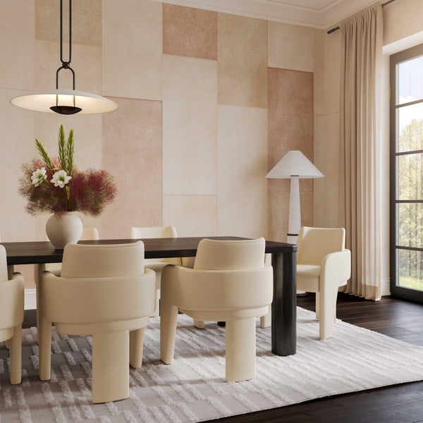 TOV Furniture Leo Performance Vegan Leather Dining Chair - Luxurious, Easy-Clean Seating with Retro Flair & Durability Cream TOV-D68992