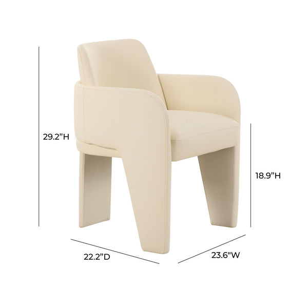 TOV Furniture Leo Performance Vegan Leather Dining Chair - Luxurious, Easy-Clean Seating with Retro Flair & Durability Cream TOV-D68992