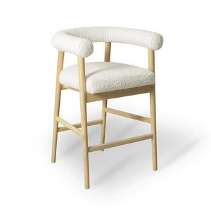 TOV Furniture Spara Modern Boucle Counter Stool - Elegant Design with Soft Upholstery for Cozy Dining Spaces Cream TOV-D68998