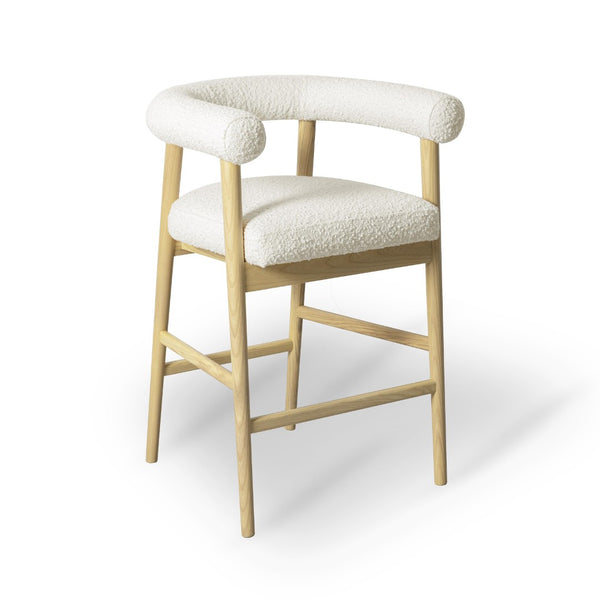 TOV Furniture Spara Modern Boucle Counter Stool - Elegant Design with Soft Upholstery for Cozy Dining Spaces Cream TOV-D68998