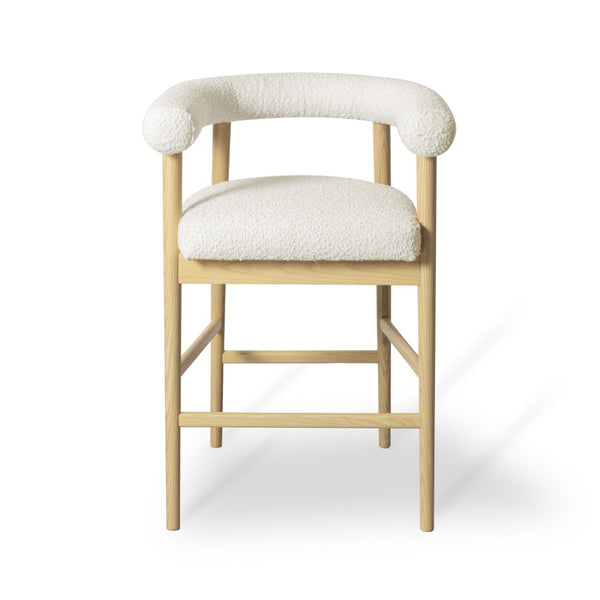 TOV Furniture Spara Modern Boucle Counter Stool - Elegant Design with Soft Upholstery for Cozy Dining Spaces Cream TOV-D68998