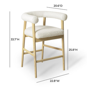 TOV Furniture Spara Modern Boucle Counter Stool - Elegant Design with Soft Upholstery for Cozy Dining Spaces Cream TOV-D68998