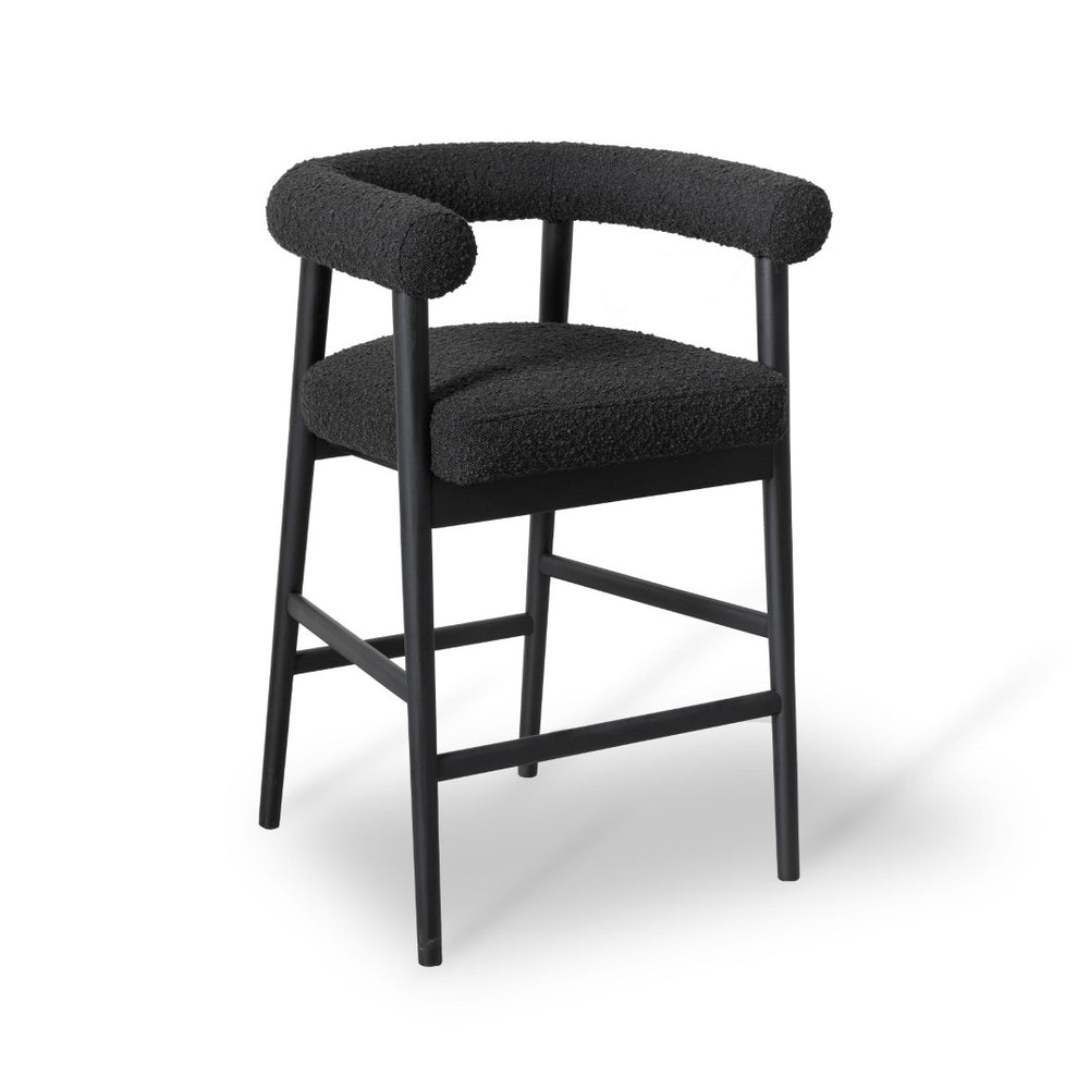 TOV Furniture Spara Modern Boucle Counter Stool - Elegant Design with Soft Upholstery for Cozy Dining Spaces Black TOV-D68999