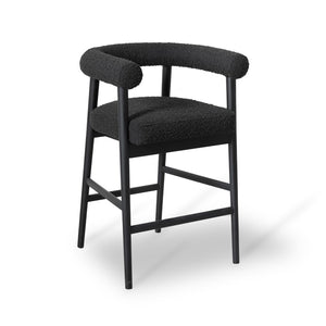 TOV Furniture Spara Modern Boucle Counter Stool - Elegant Design with Soft Upholstery for Cozy Dining Spaces Black TOV-D68999