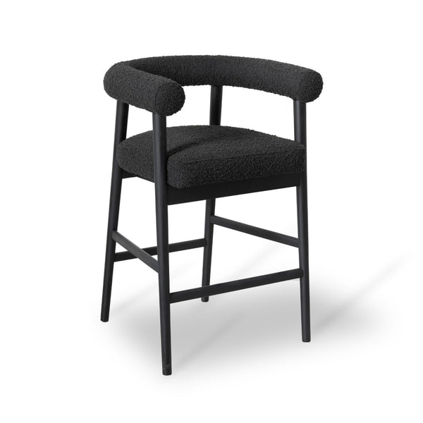 TOV Furniture Spara Modern Boucle Counter Stool - Elegant Design with Soft Upholstery for Cozy Dining Spaces Black TOV-D68999