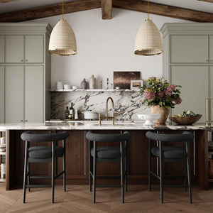 TOV Furniture Spara Modern Boucle Counter Stool - Elegant Design with Soft Upholstery for Cozy Dining Spaces Black TOV-D68999