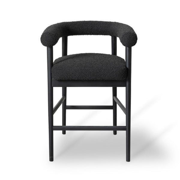 TOV Furniture Spara Modern Boucle Counter Stool - Elegant Design with Soft Upholstery for Cozy Dining Spaces Black TOV-D68999