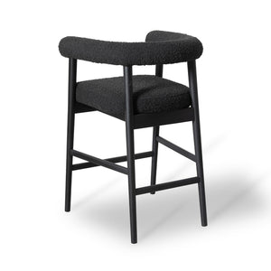 TOV Furniture Spara Modern Boucle Counter Stool - Elegant Design with Soft Upholstery for Cozy Dining Spaces Black TOV-D68999