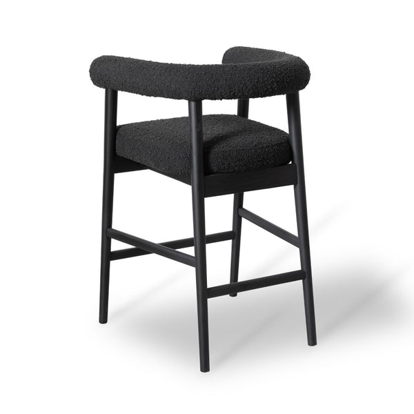 TOV Furniture Spara Modern Boucle Counter Stool - Elegant Design with Soft Upholstery for Cozy Dining Spaces Black TOV-D68999