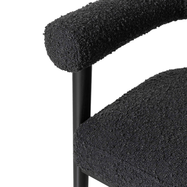 TOV Furniture Spara Modern Boucle Counter Stool - Elegant Design with Soft Upholstery for Cozy Dining Spaces Black TOV-D68999