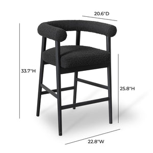 TOV Furniture Spara Modern Boucle Counter Stool - Elegant Design with Soft Upholstery for Cozy Dining Spaces Black TOV-D68999