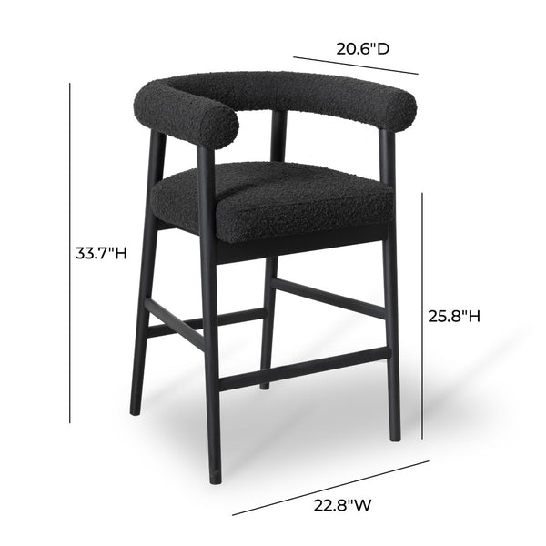 TOV Furniture Spara Modern Boucle Counter Stool - Elegant Design with Soft Upholstery for Cozy Dining Spaces Black TOV-D68999