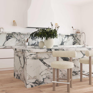 TOV Furniture Carmel Cream Boucle Counter Stool - Retro Mid-Century Design with Solid Wood Frame & Cozy Comfort TOV-D69021