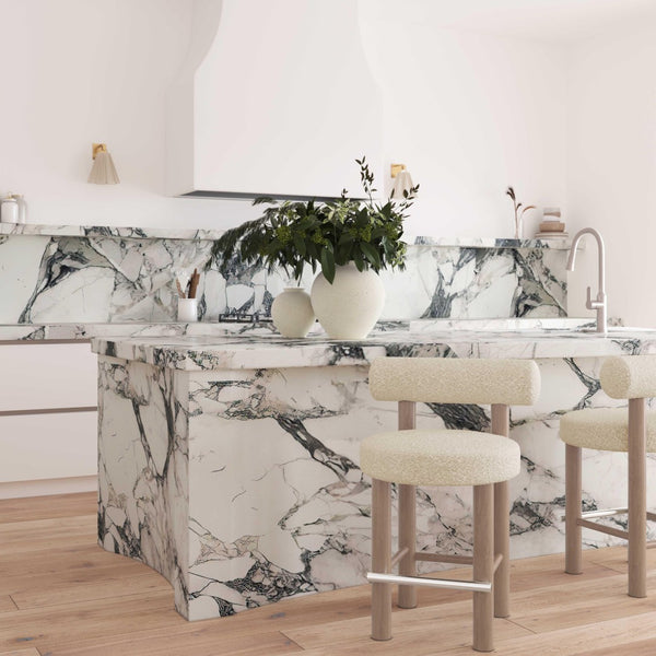 TOV Furniture Carmel Cream Boucle Counter Stool - Retro Mid-Century Design with Solid Wood Frame & Cozy Comfort TOV-D69021