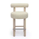 Carmel Cream Boucle and Solid Wood Counter Stool TOV-D69021 TOV Furniture