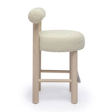 Carmel Cream Boucle and Solid Wood Counter Stool TOV-D69021 TOV Furniture