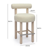 Carmel Cream Boucle and Solid Wood Counter Stool TOV-D69021 TOV Furniture