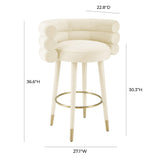 Betty Cream Velvet Barstool TOV-D69022 TOV Furniture