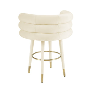 TOV Furniture Betty Velvet Stool - Chic Upholstered Seating with Gold Accents for Modern Kitchens and Bars Cream / Counter Height TOV-D69023