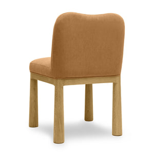 TOV Furniture Tiara Performance Velvet Dining Chair - Stylish Mid-Century Comfort with Durable Oak Accents Cognac TOV-D69036